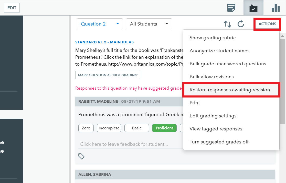 Bulk Grading Actively Learn