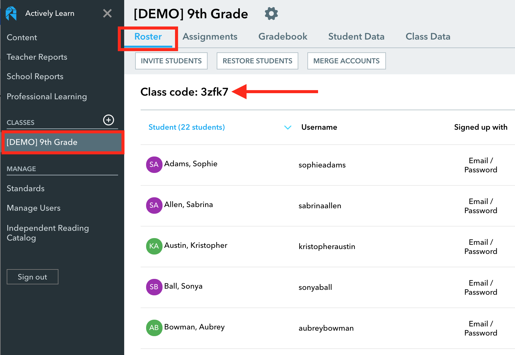 Invite Student To Join Classes Via Class Code Actively Learn