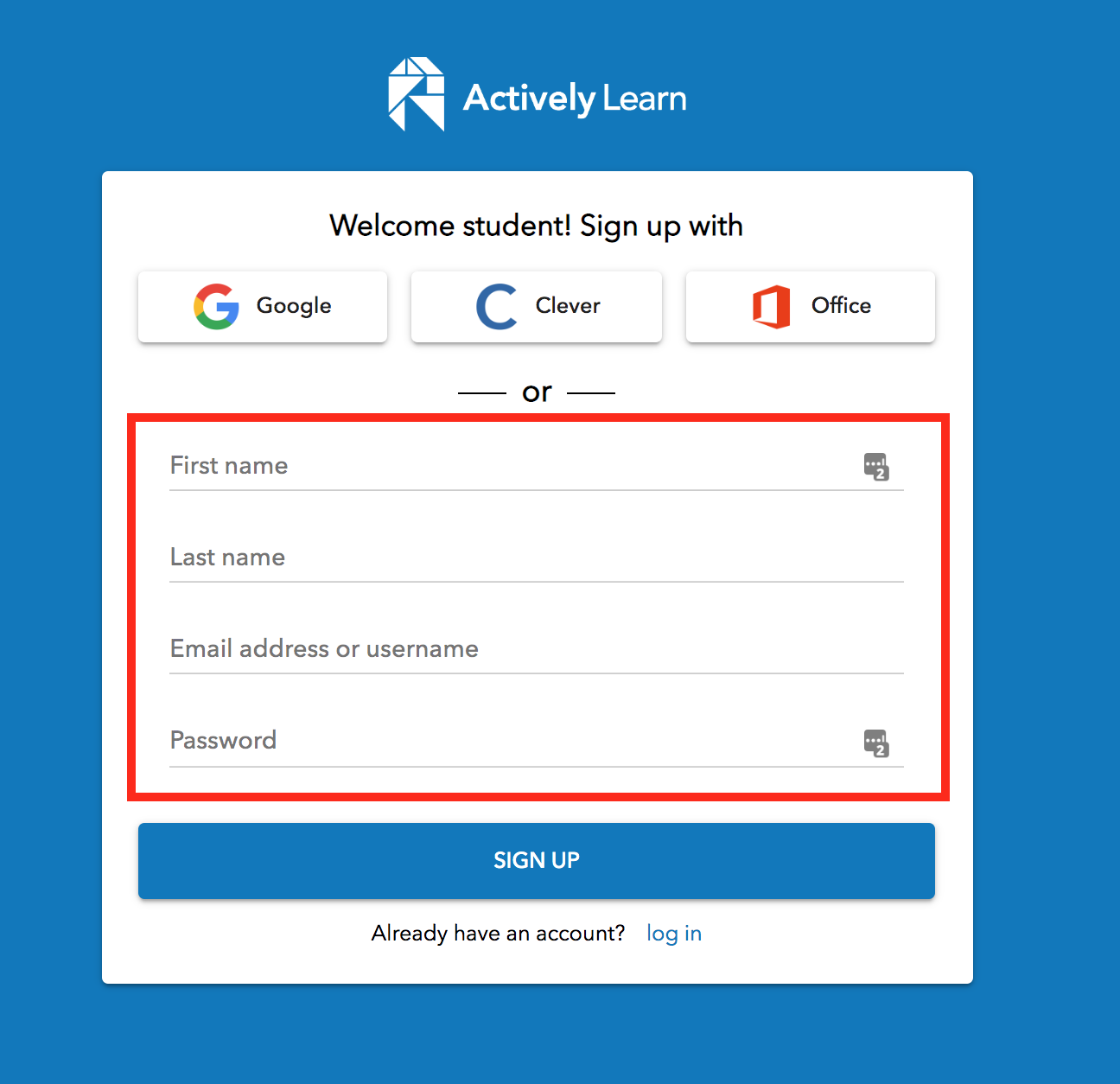 Create a student account – Actively Learn