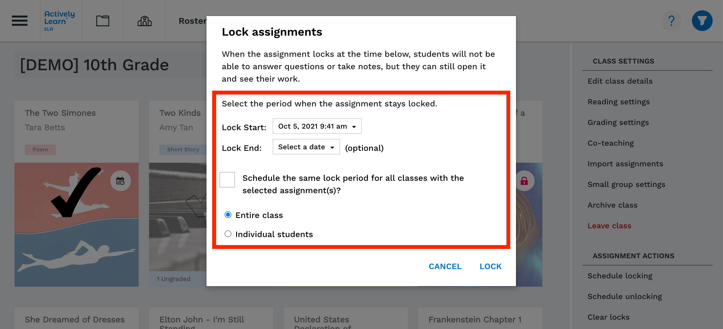 Lock And Unlocking Assignments Actively Learn